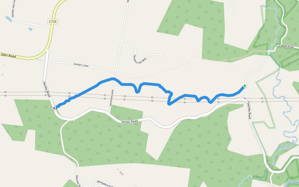 Maroondah Aqueduct Trail walking route map in Kangaroo Ground