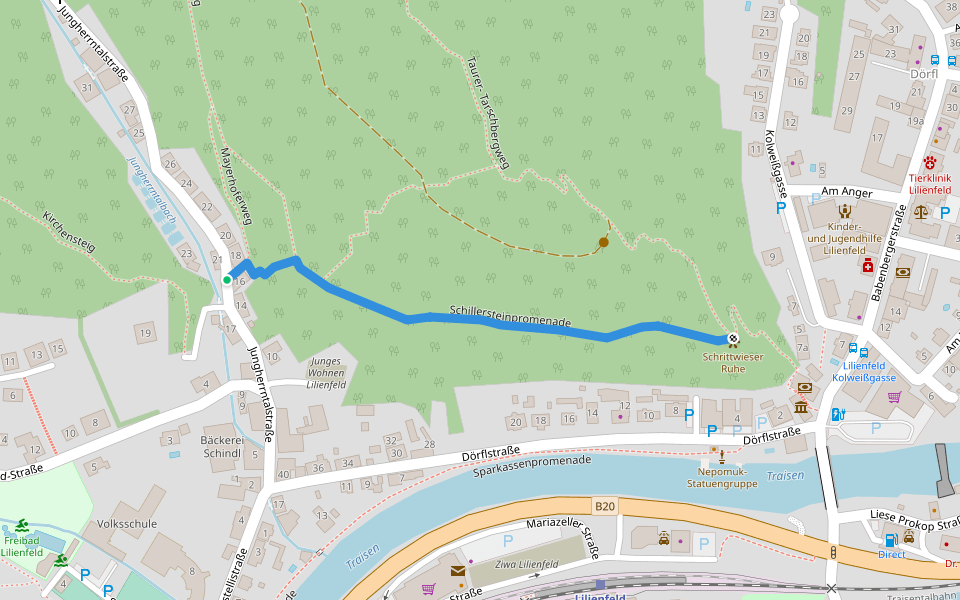 Schillersteinpromenade walking route map in Dörfl