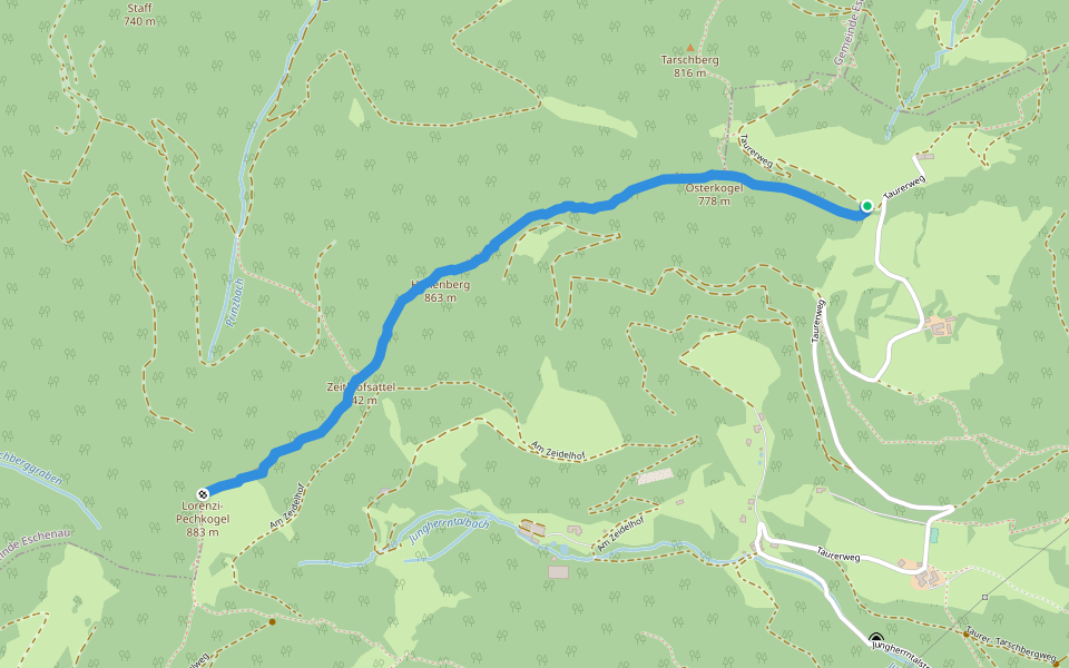 Pechkogel - Kammsteig walking route map in Jungherrntal