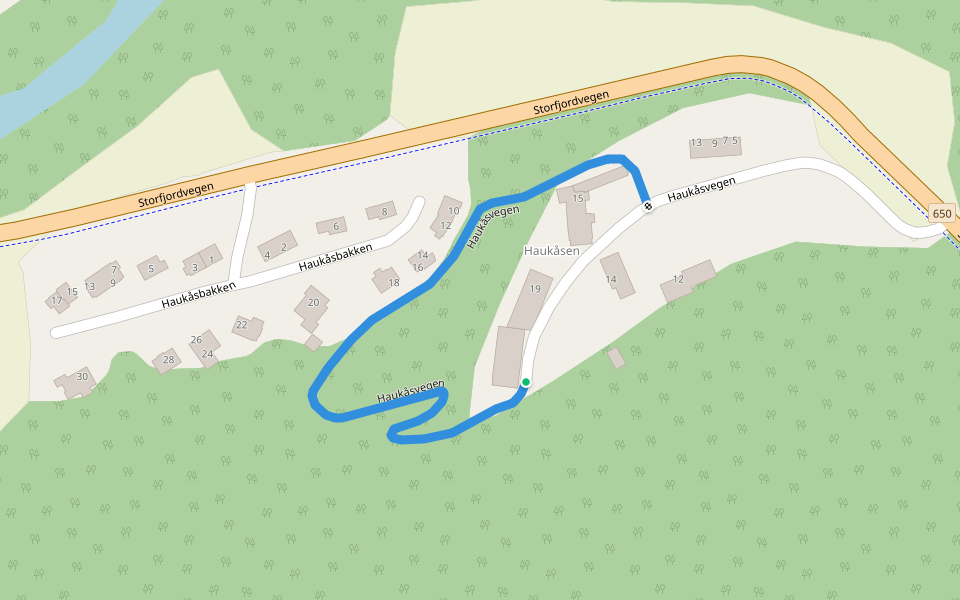 Haukåsvegen walking route map in Dalsbygda