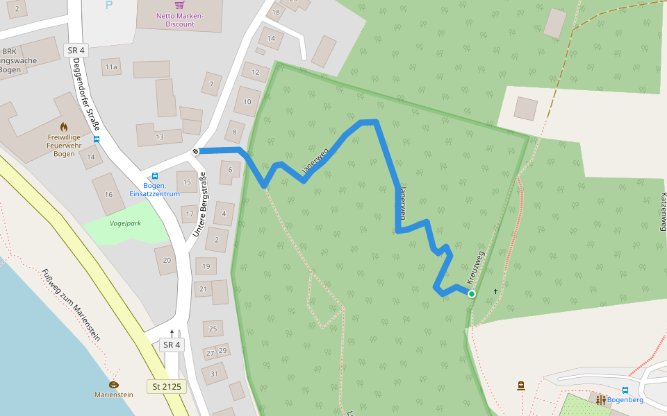 Janerweg walking route map in Bogen