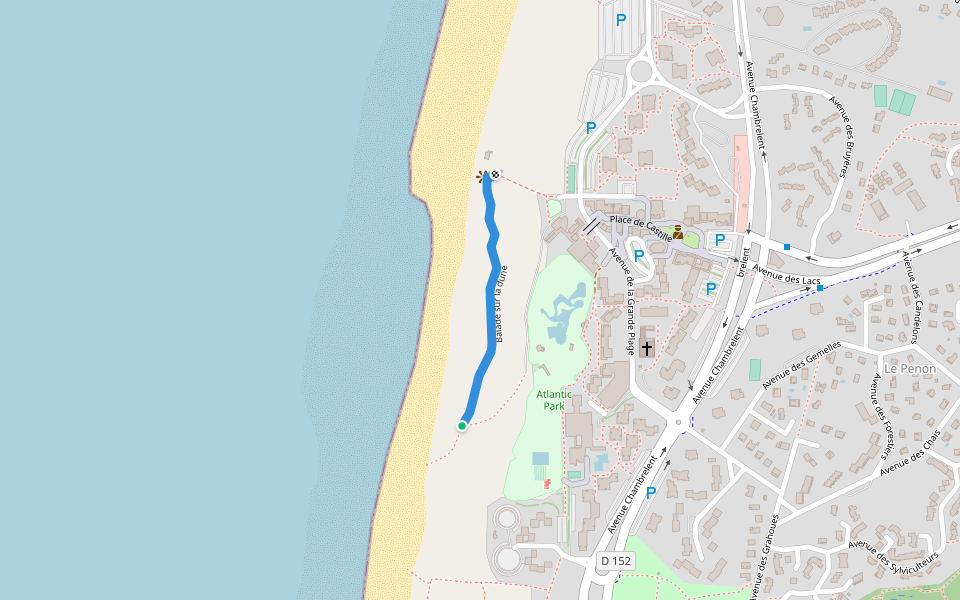 Balade sur la dune walking route map in Seignosse