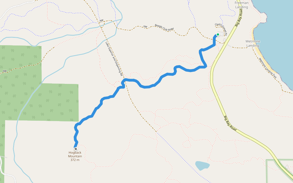 Hogback North walking route map in Marquette