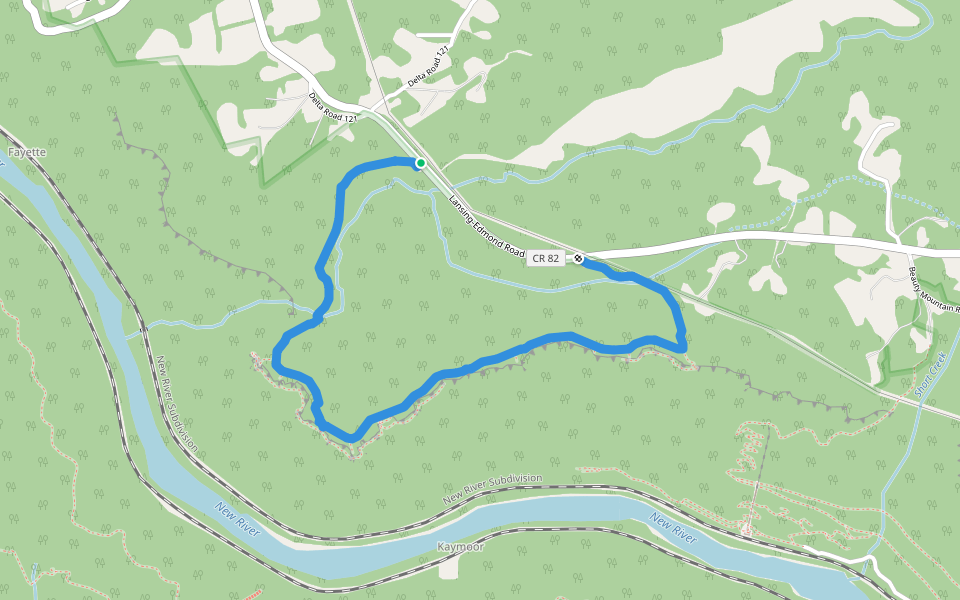 Endless Wall Trail walking route map in Edmond