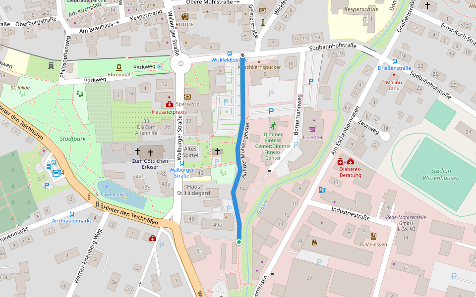 An der Mühlengelster walking route map in Witzenhausen