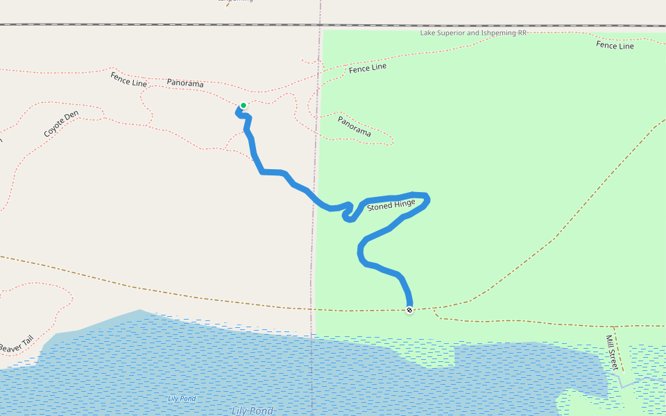 Stoned Hinge walking route map in Ishpeming