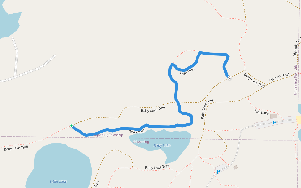 Twin Tires walking route map in Ishpeming