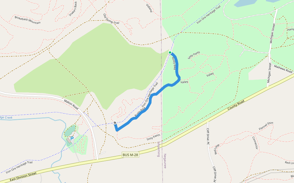 Rusty Bike walking route map in Negaunee
