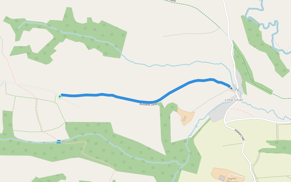 Busland Lane walking route map in Cadeleigh