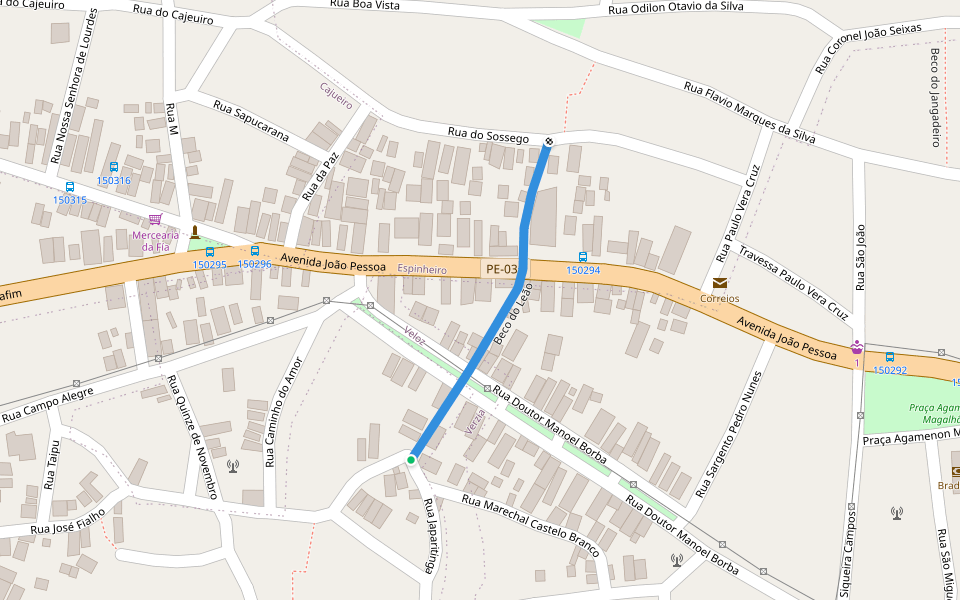 Beco do Leão walking route map in Itapissuma