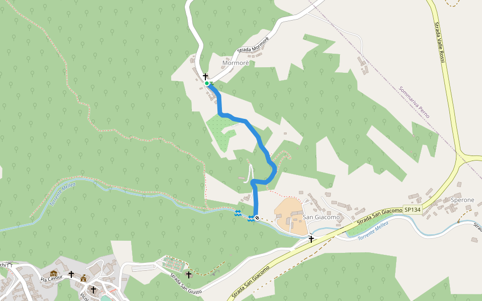Sentiero Mormorè S:Giacomo walking route map in Mormorè
