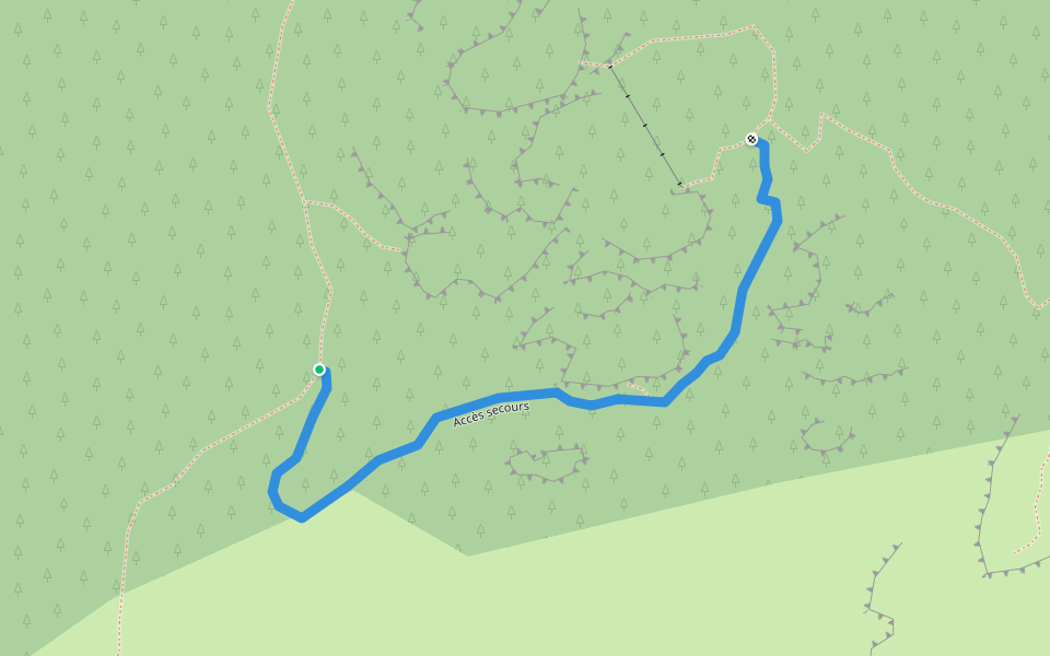 Accès secours walking route map in Mostuéjouls