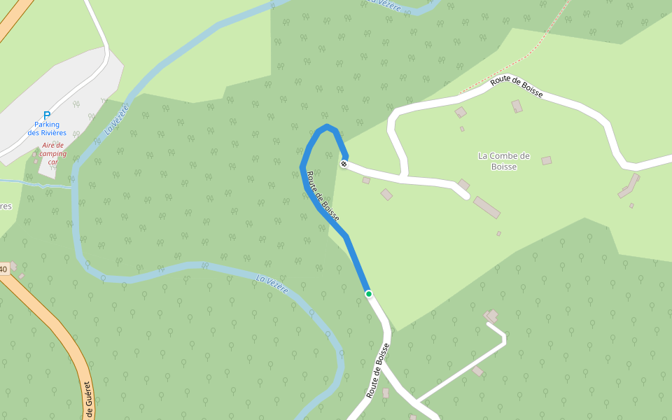 Route de Boisse walking route map in Treignac