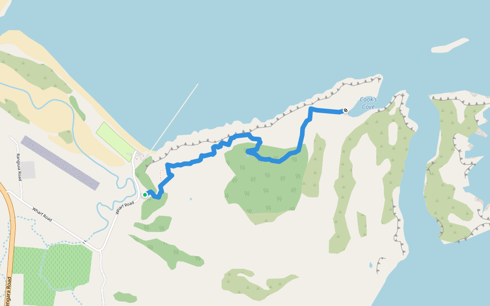 Cook's Cove Walkway walking route map in Gisborne