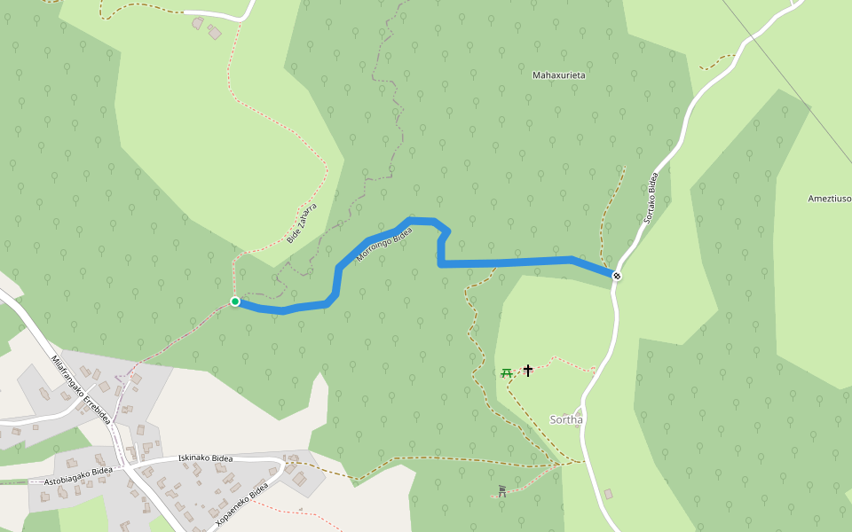 Morroïngo Bidea walking route map in Jatxou