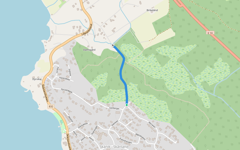Toppmyrveien walking route map in Skånland