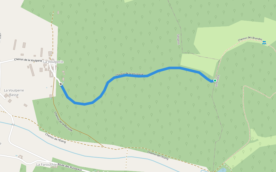 Chemin de la Voulperie walking route map in Valojoulx