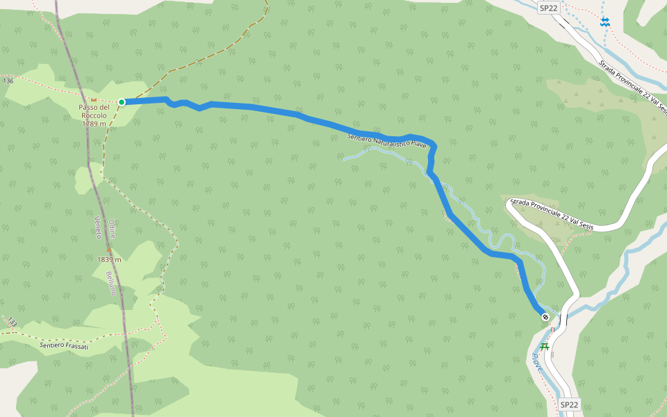 Sentiero Naturalistico Piave walking route map in Sappada