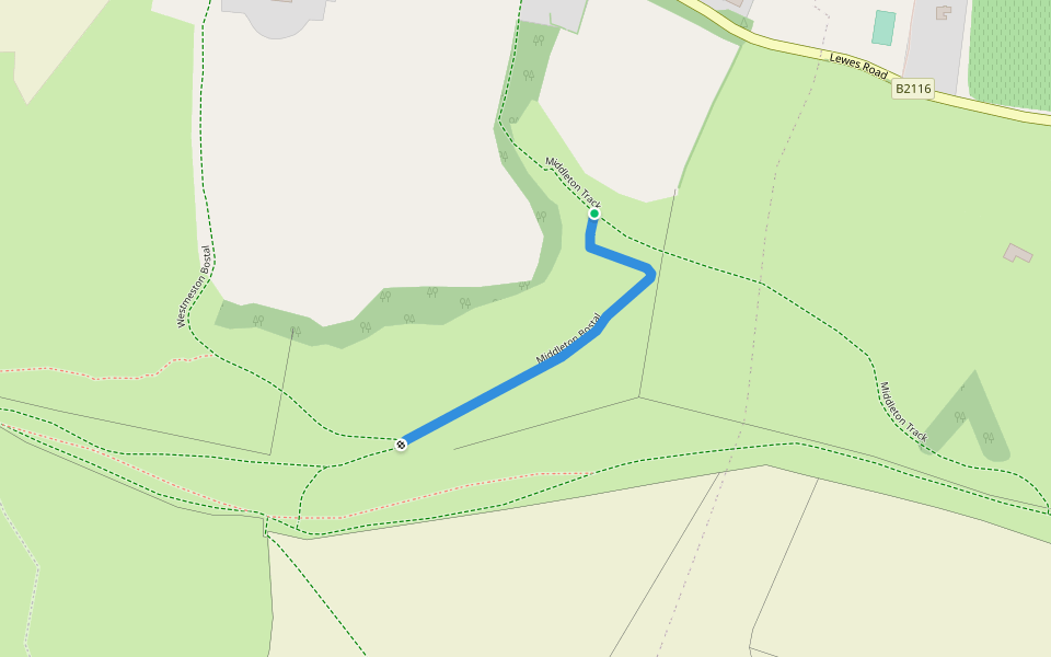 Middleton Bostal walking route map in Westmeston