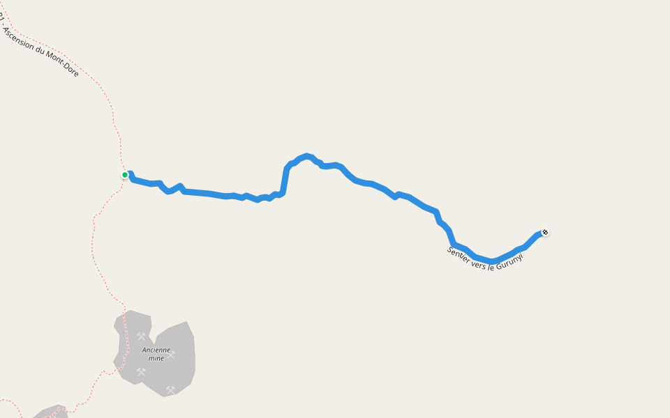 Sentier vers le Gurunyi walking route map in Le Mont-Dore