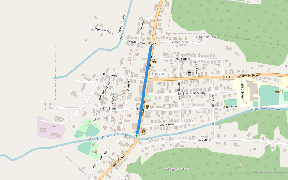 sidewalk walking route map in Bolivar