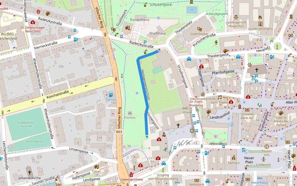 Heiligengeistschütt walking route map in Innere Stadt