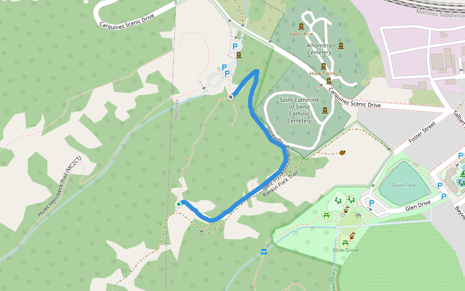 Nedjedly - Rankin connector path walking route map in Martinez