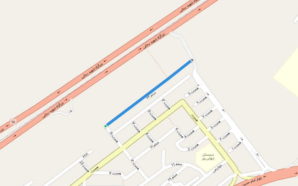 میثم ۳۴ walking route map in شهرک توحید