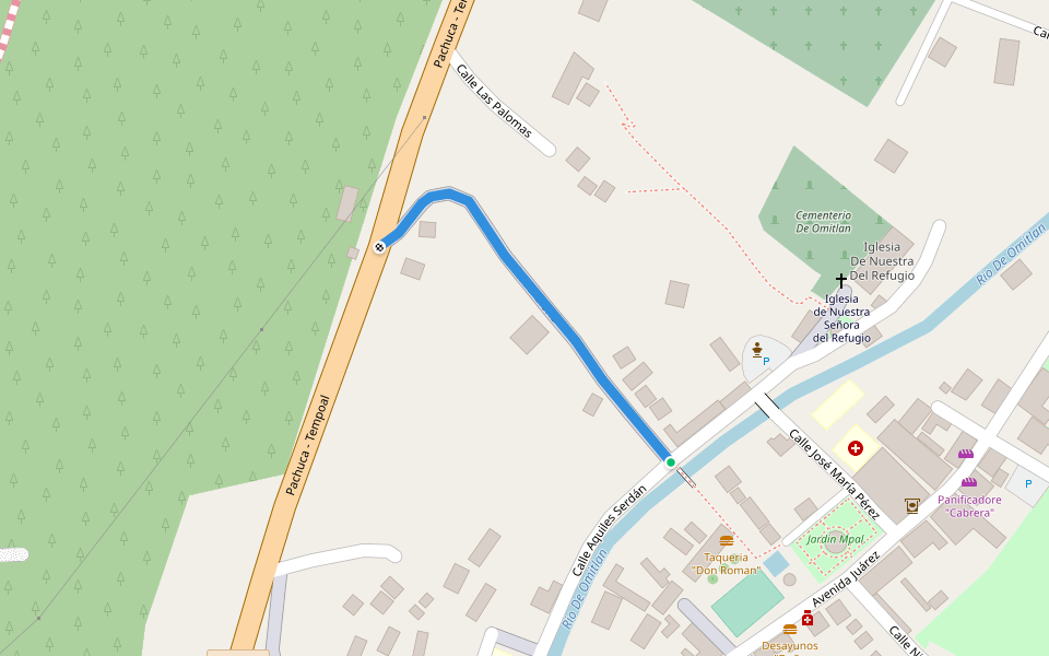 Calzada Gloria walking route map in Omitlán de Juárez