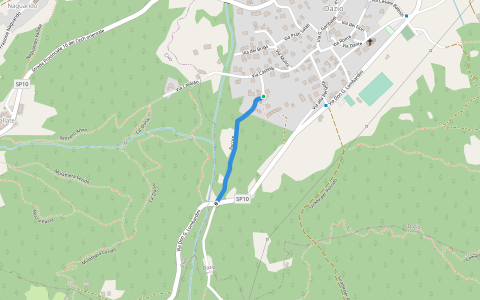 Pecore walking route map in Dazio