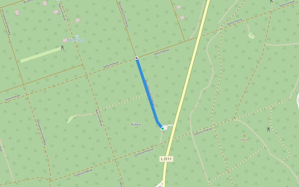 Rautebuschschneise walking route map in Viernheim