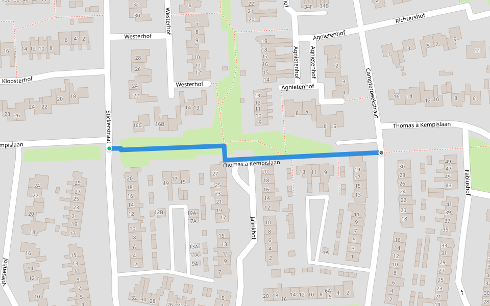 Thomas à Kempislaan walking route map in Dalfsen