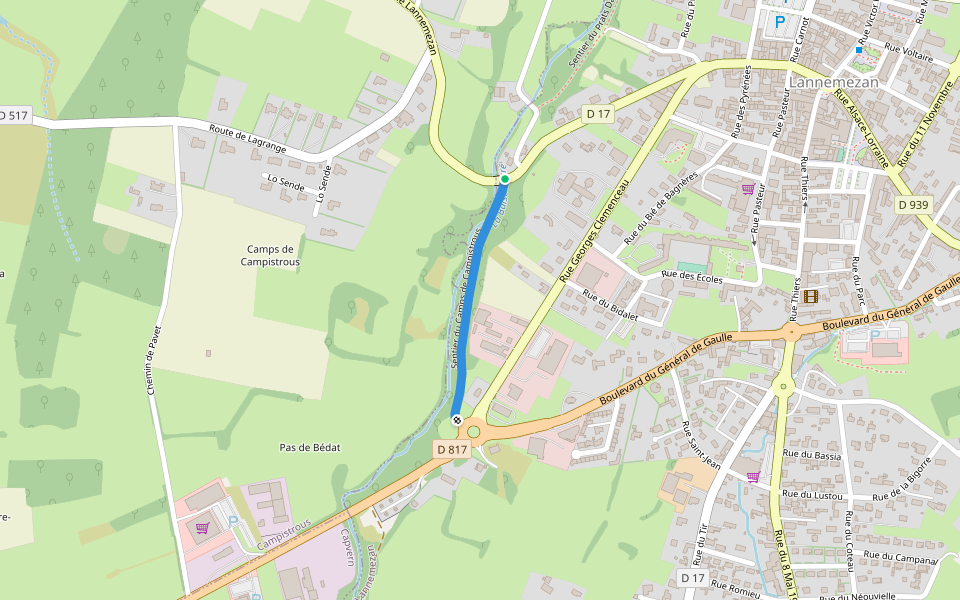 Sentier du Camps de Campistrous walking route map in Campistrous