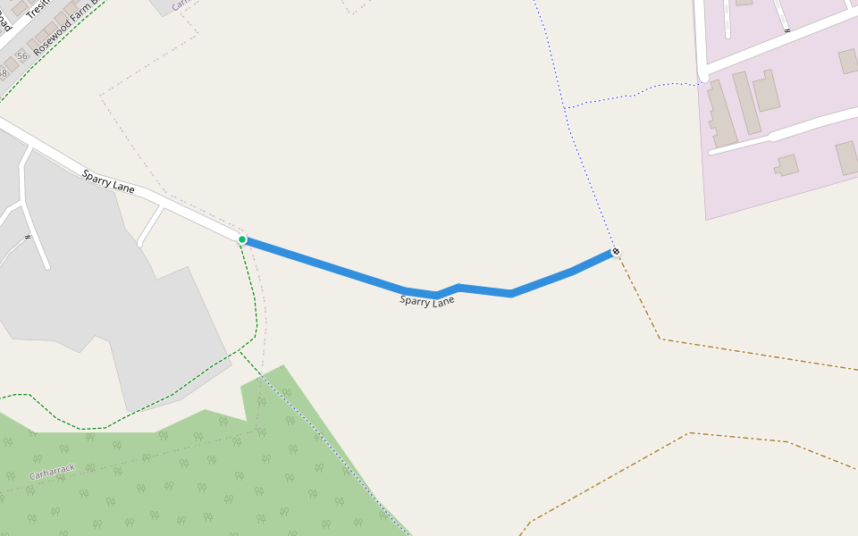 Sparry Lane walking route map in Carharrack