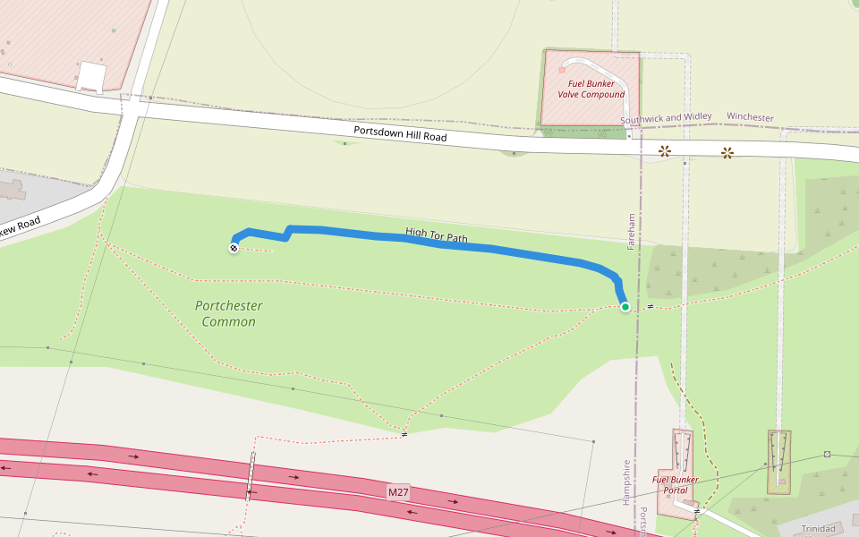High Tor Path walking route map in Portchester