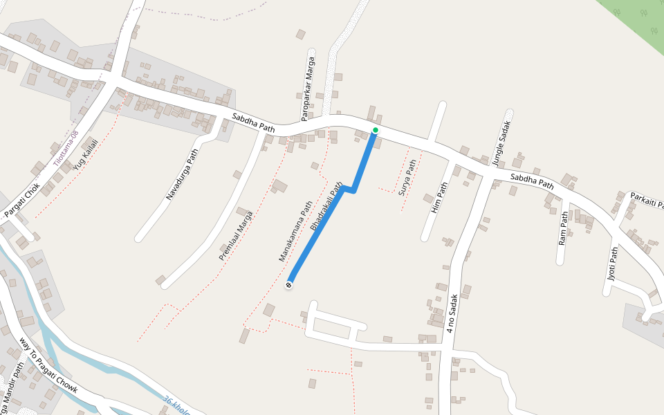 Bhadrakali Path walking route map in Tilottama