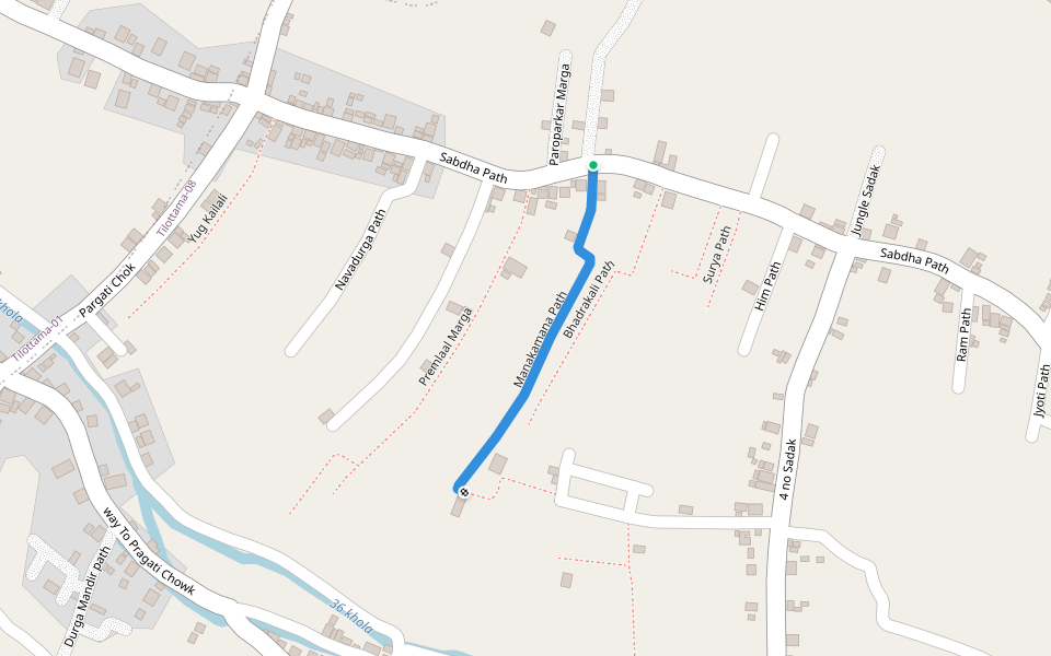 Manakamana Path walking route map in Tilottama