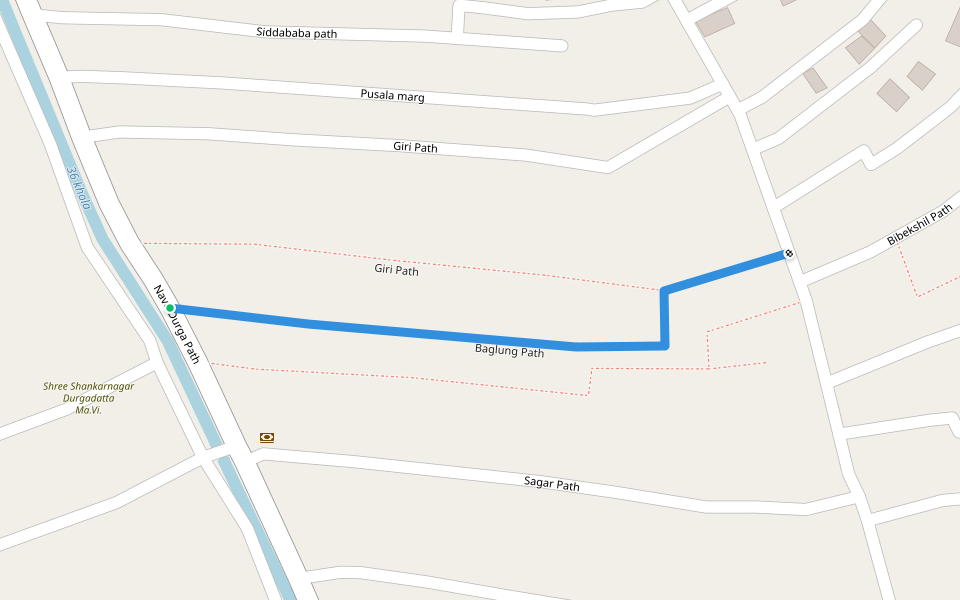 Baglung Path walking route map in Tilottama