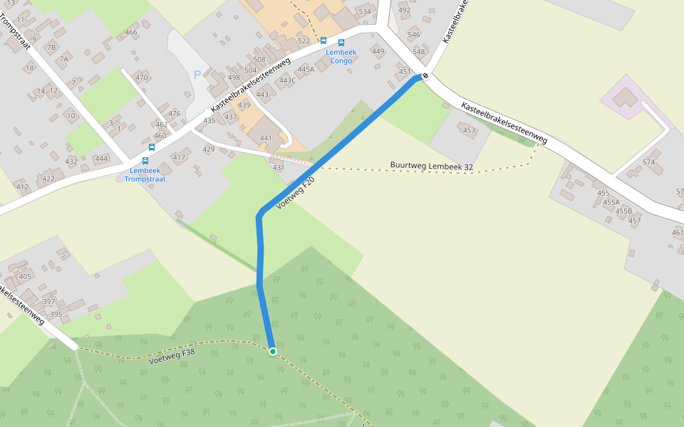 Voetweg F20 walking route map in Halle
