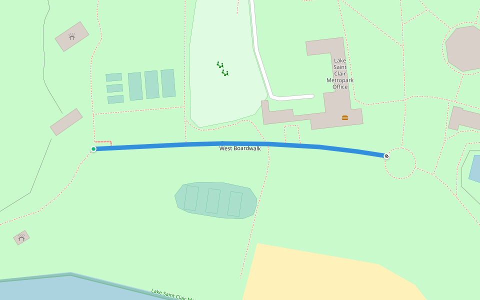 West Boardwalk walking route map in SELFRIDGE