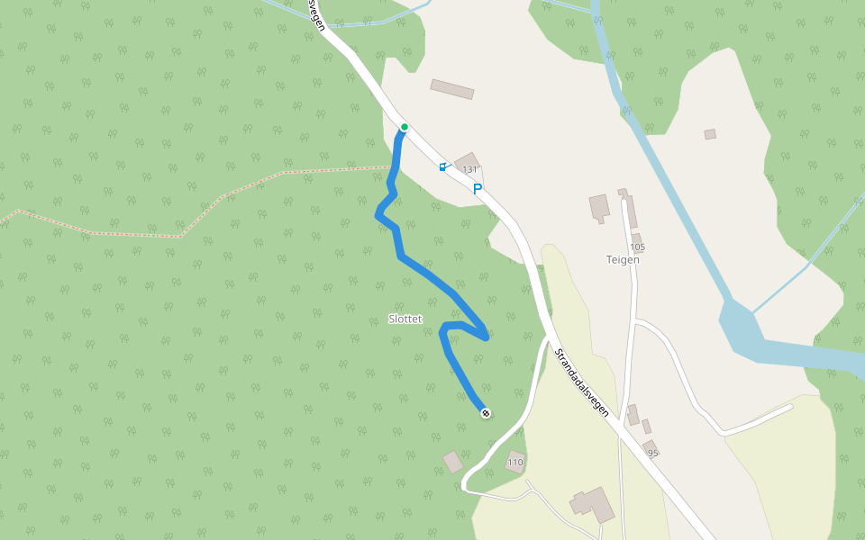 Tursti til Jettegrytene og Slottet walking route map in Strandebarm