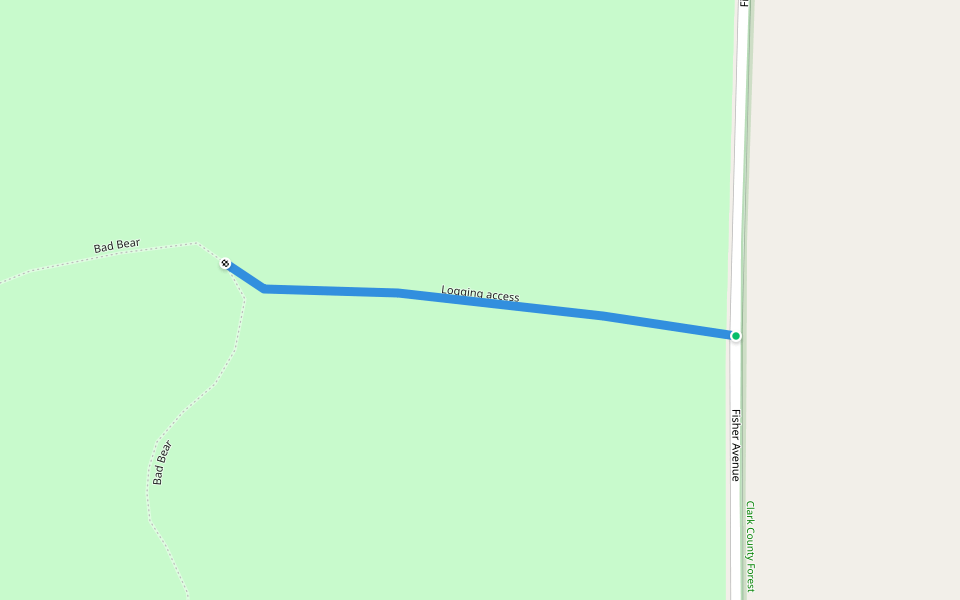 Logging access walking route map in Neillsville