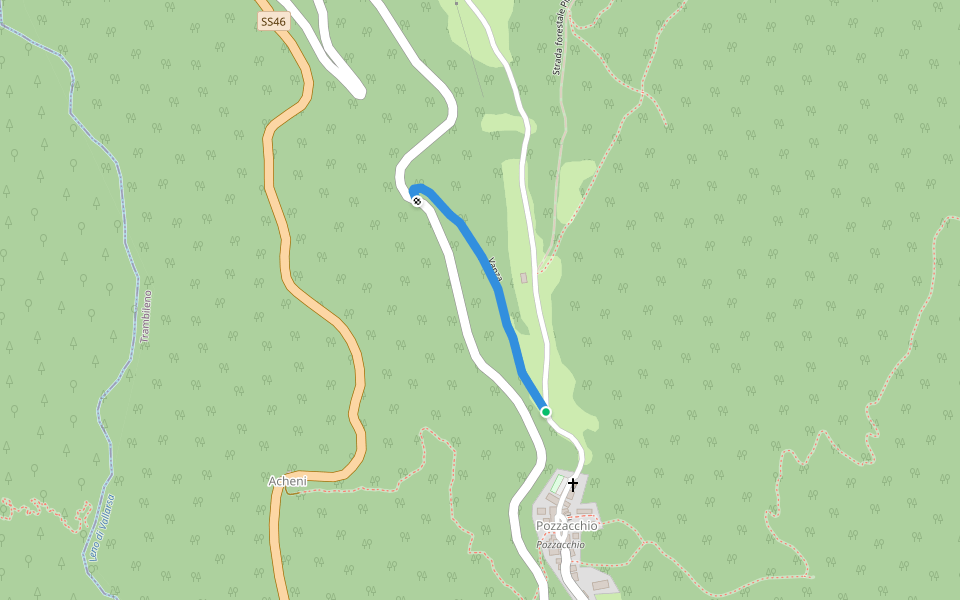 Vanza walking route map in Pozzacchio