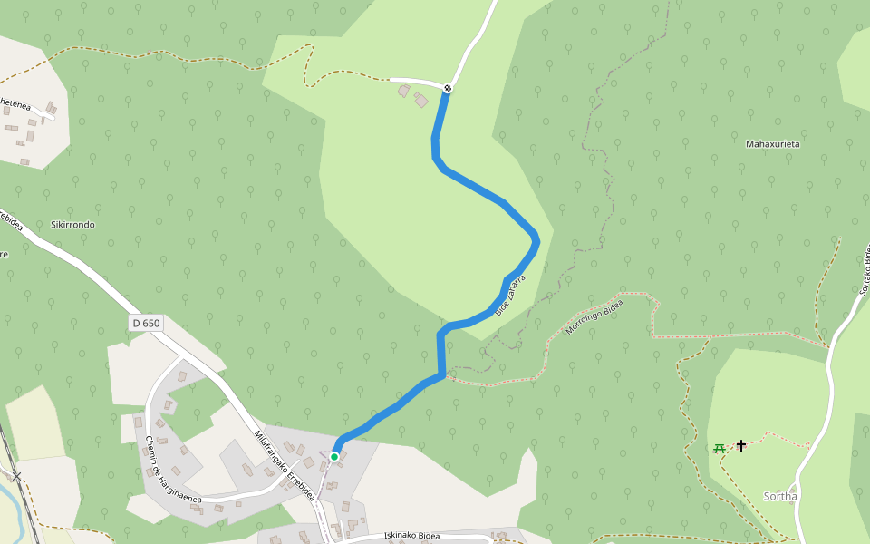 Bide Zaharra walking route map in Jatxou