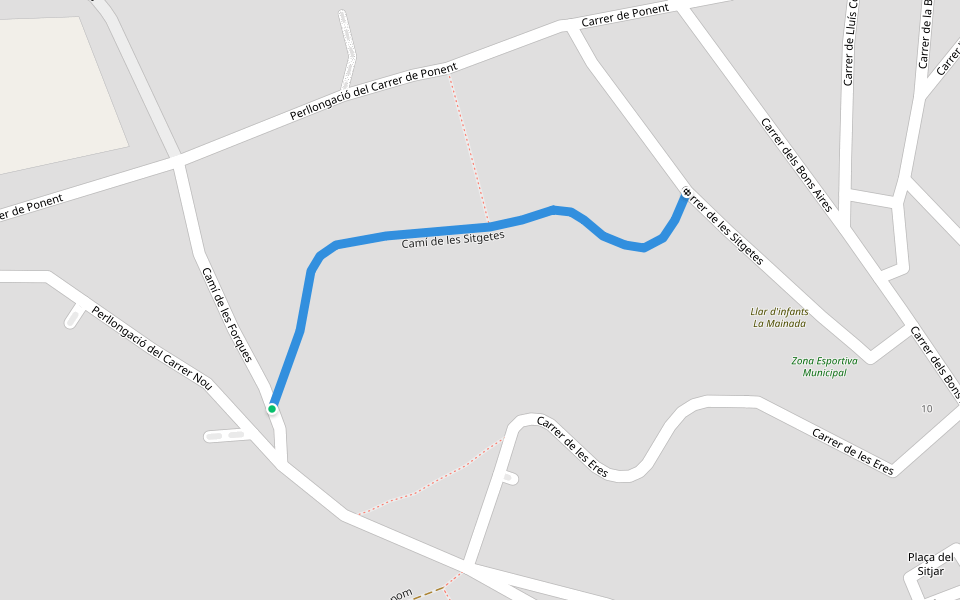Camí de les Sitgetes walking route map in Menàrguens