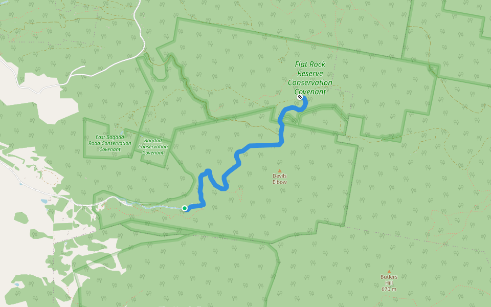 Flat Rock Lookouts Track walking route map in Bagdad