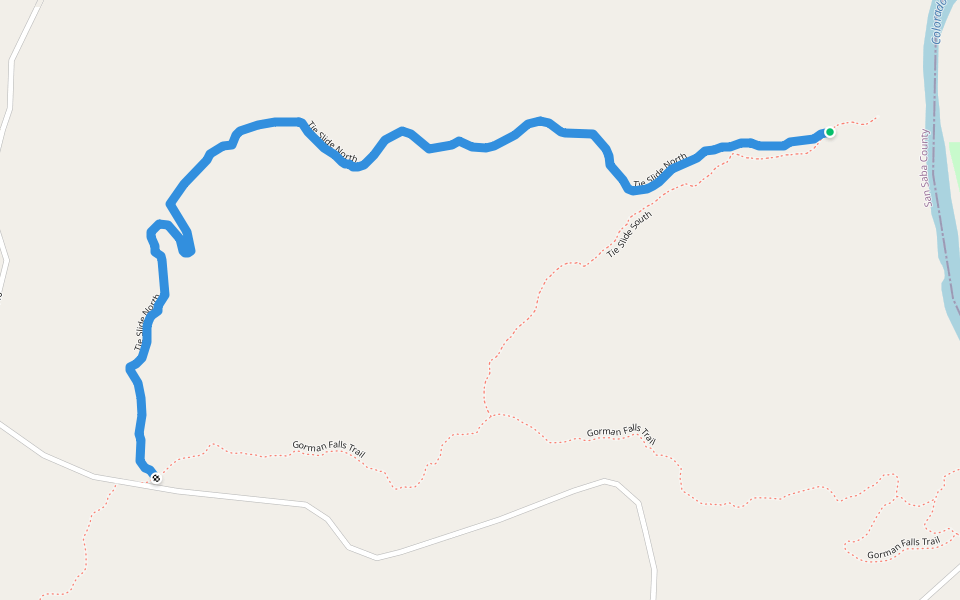 Tie Slide North walking route map in Lometa