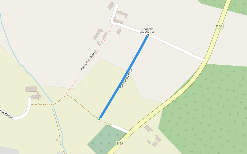 Chemin du Pilon walking route map in Les Trois-Moutiers