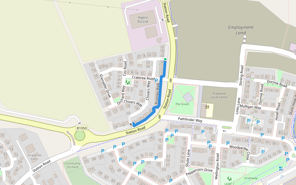 Bramley Walk walking route map in Northstowe