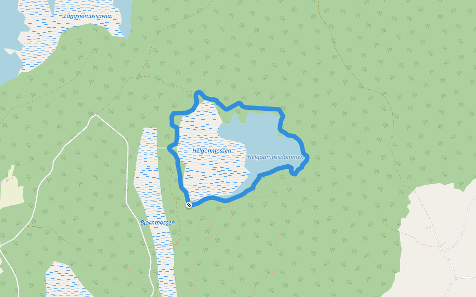 Helgonmossrundan walking route map in Sala